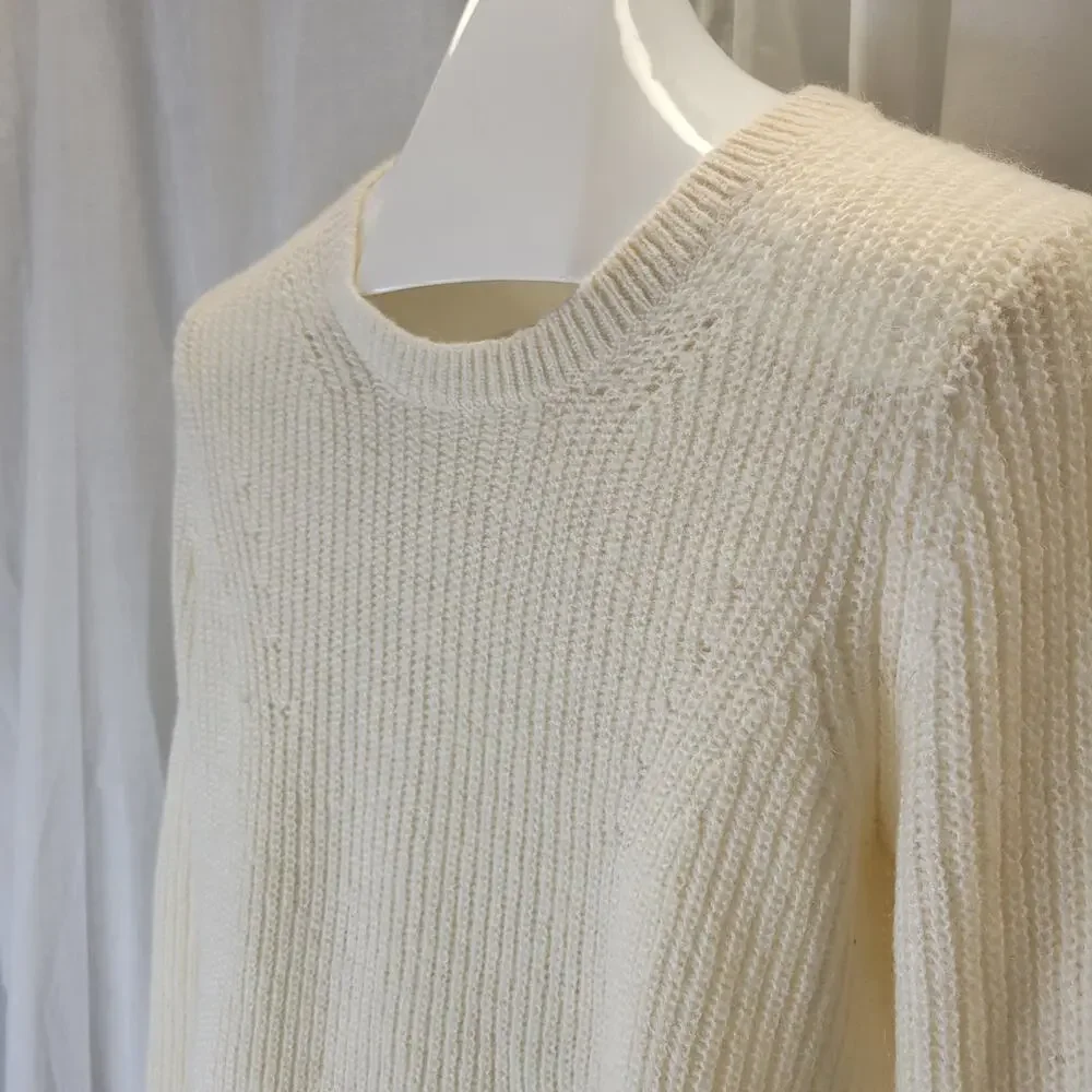 LOFT Cream Crewneck Pullover Sweater, S